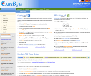 easybyte.com: EasyByte Software Ltd Home Page
EasyByte Software pioneers in PGP compatible encryption and decryption and RTF and HTML document conversions as well as a NewsFeed service