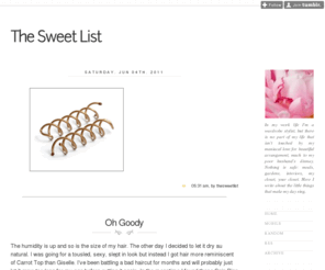 thesweetlist.com: The Sweet List
In my work life I'm a wardrobe stylist, but there is no part of my life that isn't touched by my maniacal love for beautiful arrangement, much to my poor husband's dismay. Nothing is safe: meals,...