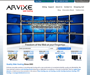 arvixe.net: Web Hosting by Arvixe
Arvixe offers a wide range of quality web hosting solutions including Linux web hosting, ASP .NET web hosting, business web hosting, reseller web hosting, managed dedicated servers and e-commerce web hosting