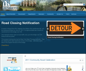 townofhenrietta.org: Town of Henrietta, NY
The official web site for the Town of Henrietta, NY. The Town of Henrietta is a wonderful place to live, work and play. This beautiful and diverse town is located in the heart of Monroe County intersected by the New York State Thruway I90 and the 390 expressway.