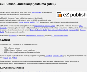 ezpublish.fi: eZ Publish julkaisujärjestelmä pähkinänkuoressa - Avoimen lähdekoodin CMS | Sisällönhallinta, Open Source, avoin lähdekoodi, PHP
