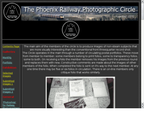phoenixrpc.co.uk: Phoenix Railway Photographic Circle
The Phoenix Railway Photographic Circle. Site includes railway photography by the members and information about the circle
