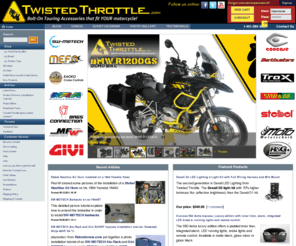 twistedthrottlemx.com: TwistedThrottle.com
Twisted Throttle LLC. - Sport and Adventure Touring Equipment - North American importer and distributor for SW-Motech, MRA Windscreens, Bags-Connection Electric Tankbags, Barkbusters Hand Guards, Kaoko Throttle Locks, Denali LED headlights, Micatech luggage, Techmounts, dealer for GIVI USA, Gerbing Heated Clothing, and more! We offer the best selection of motorcycle hard luggage, windscreens, centerstands, and crashbars for metric bikes on the Internet!