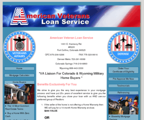 coloradovaloans.com: Colorado VA Loans: Fort Collins, Denver Metro Area, Colorado Springs
Information on Colorado VA loans. Best mortgage interest rates for VA loans in Colorado. Over 25 years of service in VA loans industry. Order your certificate of eligibility.  


