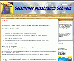 geistlicher-missbrauch.info: Geistlicher Missbrauch Schweiz - Startseite
Informationsplattform für geistlich Missbrauchte