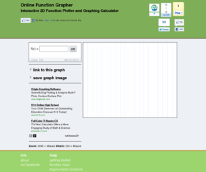 onlinefunctiongrapher.com: Online Function Grapher
Online function grapher is a 2D interactive function plotter. The online function grapher draws trigonometric function, log and ln, square root and other special functions like min, max, absolute value and many more.