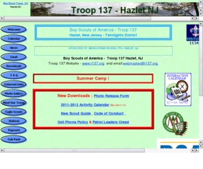 t137.org: Troop 137
Boy Scouts of America, Troop 137, Hazlet, BSA, Monmouth Council, New Jersey