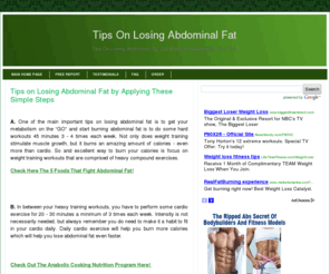 tipsonlosingabdominalfat.com: Tips On Losing Abdominal Fat
Tips on losing abdominal fat can make a difference in your life!