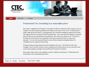 calfedtax.com: Home - calfedtax.com
California and Federal Tax Preparation, Tax Consulting, California Business start-up, business services.