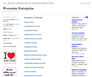 worcesterenterprise.co.uk: Worcester -  Business, Commerce and Enterprise in Worcester 
A directory of local businesses and service providers advertising in Worcester
<b> Business, Commerce And Enterprise In Worcester<br> 
<br> 
A Directory Of Local Businesses And Service Providers Advertising In Worcester</b> 
