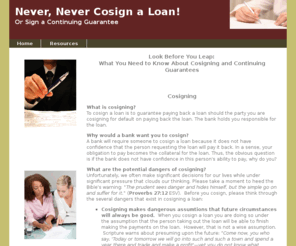 continuingguarantee.com: Never Cosign a Loan or a Continuing Guarantee
Cosign, Cosigning, Continuing Guarantee