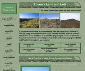 phoenix-land.us: Phoenix Land
Buy Land & Lots in Phoenix!  Free List of 100's of Lots and Land for sale in the Phoenix metro area!