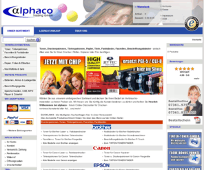 alphaco.de: Toner, Druckerpatronen, Refilltinte, Tintenpatronen, Farbbänder, Fotopapier, Speicherkarten und Lasertoner alphaco
Ihr Onlineshop für Toner, Tintenpatronen, Druckerpatronen und Lasertoner