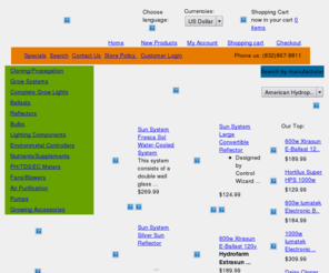 botanigarden.com: Sun Systems Grow Lights - Hps Light Bulbs - Hydroponic Media
indoor garden supplies, metal halide grow lights, hydroponic grow systems, hps grow lights