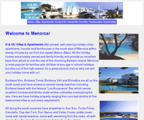 menorcanvillas.info: Menorcan Villas in Mahon, Son Bou, Binibeca, Cala'n Porter & Es Castell: Self Catering Villas Menorca
Menorcan villas available for holiday rental in Mahon, Son Bou and Binibeca. Enjoy a luxury self catering villa or apartment in Cala'n Porter, or take in the scenery at Es Castell.