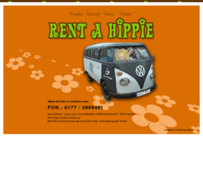 rentahippie.com: Hippie mit Bus mieten für Party, Veranstaltung, Event *
Rent A Hippie. Mieten Sie einen echten  Hippie inkl. Bus und Zottelmähne. Für Ihre Party, Veranstaltung, Event.... Jetzt bei Cafe Vinyl nachfragen!