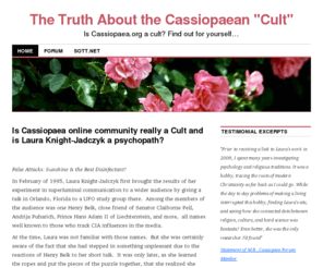 cassiopaea-cult.info: Laura Knight Jadczyk and the Cassiopaea Cult
A look inside the Cassiopaea movement with an emphasis on its leader, Laura Knight-Jadczyk