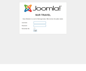 nurtravel.de: Welcome to the Frontpage
Joomla! - dynamische Portal-Engine und Content-Management-System