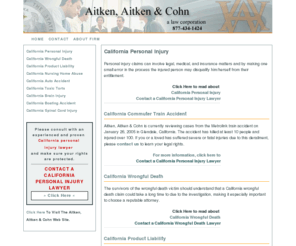 californiapersonalinjurylawyer.net: CALIFORNIA PERSONAL INJURY LAWYERS-LAWYERS,ATTORNEYS,CALIFORNIA PERSONAL INJURY LAWYER!
California personal injury Lawyers are experienced in wrongful death, auto accidents, trucking accidents, spinal cord injuries and many other types of personal injury litigation. Click here to contact A California Personal Injury Lawyer