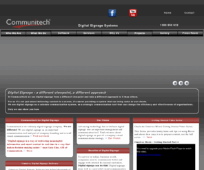 communitech.com.au: Digital Signage, Digital Signage Systems, Digital Signage Networks,  Electronic signage, LED Signage, network signage, Omnivex software, 
Omnivex Digital Signage Software, Digital Signage Software, Digital Signage Australia, Omnivex Moxie Digital Signage Systems, Outdoor digital displays, Out-Of-Home digital, Display Advertising, Out-of-Home Networks, Integrated Audio and Video Communications, Interactive kiosks and kiosk software.
Communitech provides complete digital signage solutions for business. Omnivex Digital Signage software, world leading Digital signage software and complete digital signage solutions.