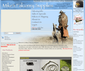 mikesfalconry.com: Falconry Perches | Kangaroo Hides | Falconry Books and DVDs |
Mikes Falconry Specializes In Falconry Perches, Books, DVDs, Kangaroo Hides And More.