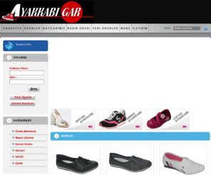 ayakkabigar.com: ..::AYAKKABIGAR & ONLINE AYAKKABI STORE.TOPTAN AYAKKABI SATIŞI -  Ayakkabı, Erkek Ayakkabı, Bayan Ayakkabı, Çocuk Ayakkabı, Bebe Ayakkabı, Fillet, Patik, Bebe, Zenne, Merdane, Garson
Ayakkabigar,Yüzdeyüz Yerli Ayakkabı,Türkiye'nin Online Toptan Ayakkabı Satış Sitesi!!!  Her türlü spor ayakkabı, bot, çizme, terlik, iş ayakkabısı, futbol ayakkabıları, mest ürünlerinin toptan satışı..Yüzlerce ürün, Hızlı sevkiyat. Güvenli alışveriş