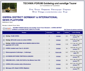 gwrra-germany.org: TECHNIK-FORUM Goldwing GL1800 und frühere Ausführungen :: GWRRA DISTRICT GERMANY & INTERNATIONAL NEWS PLATFORM
kostenloses forum, gratis Forum, gratis Foren, Gratisforum