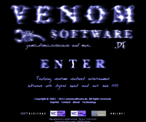 venomsoftware.de: VENOM SOFTWARE
Realtime rendered entertainment software with digital sound and art since 1995.