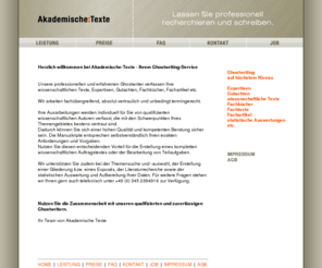 akademische-texte.de: Akademische Texte - Ghostwriter, Ghostwriting, Ghostwriting-Service
Professionelle Fachtexte von erfahrenen Autoren.