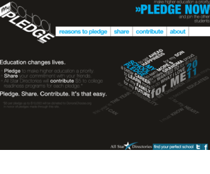 myschoolpledge.com: My School Pledge - Back to school in 2011
My School Pledge is a website dedicated to helping students go back to school or make a difference through education by pledging to change for the better in 2011. Make your pledge today, it's free and helps raise money for college readiness programs through DonorsChoice.org