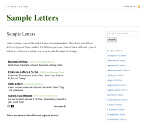 sampleletters.org: Sample Letters
A Collection of Free sample letters, sample letter formats, examples, sample letter templates and informational guide to writing all kinds of letters.