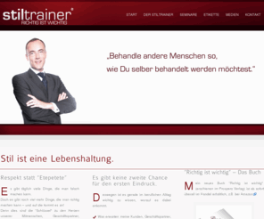 tischetikette.com: Umgangsformen, Stil, Business-Etikette, Knigge, werteorientierte Kommunikation - Seminare, Training, Coaching - stiltrainer | Jan Schaumann
Es gibt täglich viele Dinge, die man falsch machen kann. Doch es gibt noch viel mehr Dinge, die man richtig machen kann - und auf die kommt es an! Seminare, Training und Coaching mit dem Experten von ZDF, radio eins, Focus Online und Antenne Bayern.