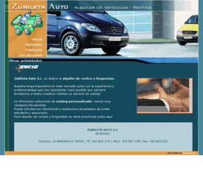 zubiletaauto.com: :: ZUBILETA AUTO ::
Empresa dedicada al alquiler de coches y furgonetas