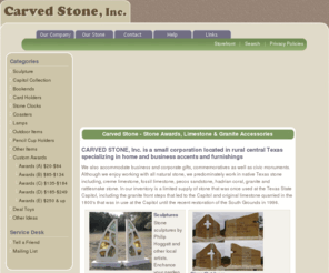 carved-stone.com: Carved Stone Custom Awards Texas Stone Home Accessories Decor
Stone home and business accents and Texas stone furnishings lamps clocks custom stone awards and more.