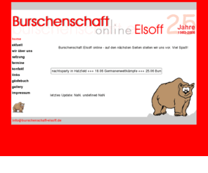 burschenschaft-elsoff.com: ::: HOMEPAGE DER BURSCHENSCHAFT ELSOFF :::
Dies ist die Homepage der Burschenschaft Elsoff im Wittgensteiner Land