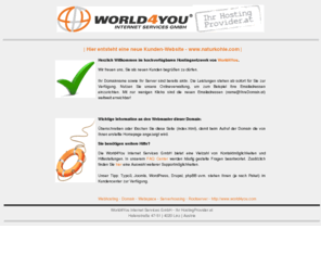 naturkohle.com: World4You Kundenwebsite
Webspace und Webhosting sowie Domain, Rootserver und Domainregistrierungen. Ihr Provider aus Österreich / Austria mit mehr Service und Support. Hosting ab EUR 4,50 pro Monat. Domains ab 9,50 pro Jahr. Webhosting auf Highspeed Servern. Inklusive Telefonsupport. Der Webspace wird unter Linux und wahlweise auch Windows gehostet. Immer inklusive: PHP, mySQL, CGI, Statistiken und viele weitere Dienstleistungen.