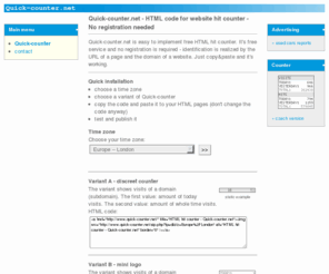 quick-counter.net: Quick-counter.net - HTML code for web site hit counter - No registration needed
