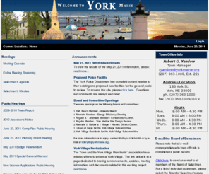 yorkmaine.org: Official Website of the Town of York Maine >  Home
Official Website of the Town of York, Maine.  Serving the needs of the York community and committed to easier access and availabilty of municipal resources. 