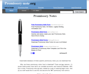 promissory-note.org: PROMISSORY NOTE - Download Free Promissory Note Templates
Promissory notes you can trust. Attorneys private archive of binding promissory notes. Download your free promissory note instantly; save time and money.