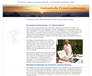 galvanische-heilmethode.com: M.M. Edith Krebs · Heilpraktikerin · Galvanisches Feinstromgerät · Feinstrombehandlung · Galvanotherapie · Feinstrom
Informationen zum galvanischen Feinstromgerät sowie zur Feinstrombehandlung, die in der Hausbehandlung sehr erfolgreich eingesetzt werden kann.