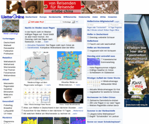 wetter-online.com: Wetter WetterOnline Wettervorhersage Aktuelles Wetter Regenradar Reisewetter
Wettervorhersage und aktuelles Wetter. Mit Regenradar, Satellitenbilder und Wetterkarten sowie Ozonwerten und Pollenflug.