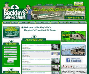 beckleysrvs.com: Maryland RV Dealer | Campers for Sale | Winnebago, Newmar, Keystone, KZ, Open Range, Prime Time, EverGreen, Coleman, Fleetwood | Maryland (MD), Pennsylvania (PA), Virginia (VA) | Beckley's Camping Center
Beckleys RVs is a Maryland Dealer that is located in Thurmont, Maryland and offers RV Sales of Winnebago, Newmar, Keystone, KZ, Open Range, Prime Time, EverGreen, Coleman, Fleetwood, and so much more!  You can find Travel Trailers, Fifth Wheels, Motor Homes, Toy Haulers, and Folding Campers along with RV Service, Parts, Accessories, Financing and More.