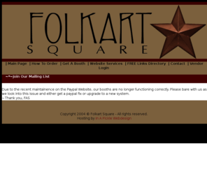 folkartsquare.com: Folk Art Square - Online Primitive Magazine & Crafts Marketplace
An online primitive magazine released monthly to showcase talented artists from all over.  Our primitive marketplace features dolls,patterns,folk art,primitives,raggedies,stitcheries and more.  Free monthly contests and advertising available.