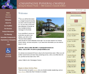 champagnefuneralhome.com: Champagne Funeral Chapels : Elkton, Michigan (MI)
Champagne Funeral Chapels : Serving the Western Thumb   ----      
With locations in Caseville & Elkton