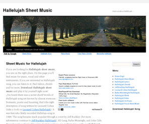 hallelujahsheetmusic.com: Hallelujah Sheet Music
Looking for Hallelujah Sheet Music? Everything about Hallelujah song known from The Shrek is here. Hallelujah Lyrics, Jeff Buckley, Leonard Cohen and lot more.