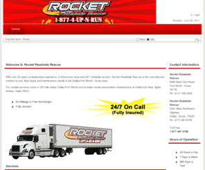 rocketroadsiderescue.com: Rocket Roadside Rescue >  Home
24 hour truck repair.  Mobile and shop services available.