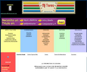 mitareanet.com: Mi Tarea
Ayuda a la búsqueda de recursos de Internet en Español para la realización de las tareas escolares