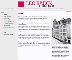 lehrerfortbildung-leo-baeck.de: Leo Baeck Programm
Ausschreibung: Gefördert werden Lehrerfortbildungen, Lehrmaterialien und beispielhafte Schulprojekte zur Vermittlung deutsch-jüdischer Geschichte im Schulunterricht.