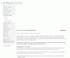 limitedbrands.jobs: Career opportunities within the Limited Brands family — LimitedBrands.com
Careers at Limited Brands