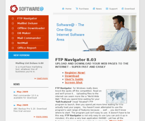 softwarea.com: FTP Navigator, FTP client, Mailing list program, Offline Browser
Software@ - Internet software area: FTP Navigator, FTP client, Mailing list program, Offline Browser